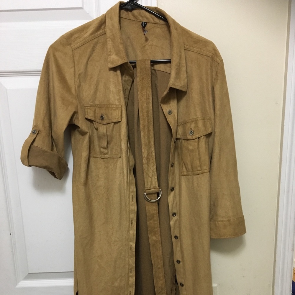 Suede shirt dress with belt